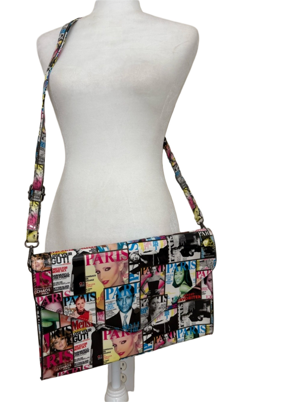 Bam Forever Paris Magazine Print Crossbody Bag with Adjustable/Removable Straps